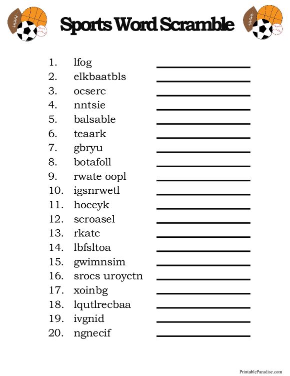 Printable Word Scramble Worksheet With Answers Pdf