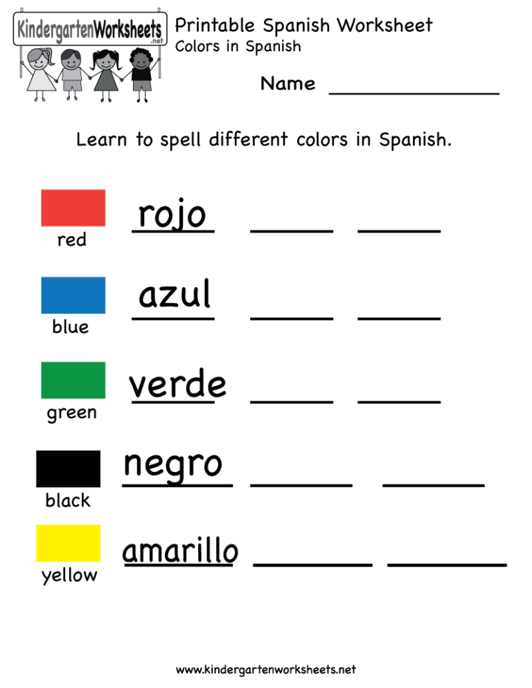 Spanish Worksheets For Kids