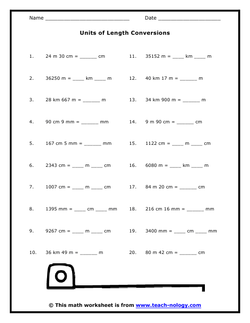 Measuring Units Worksheet