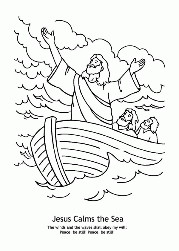 Jesus Calms The Storm Coloring Page