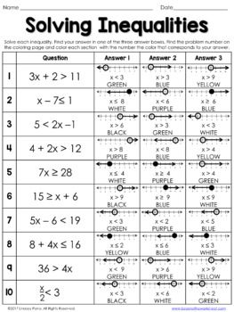 Solving Inequalities Worksheet