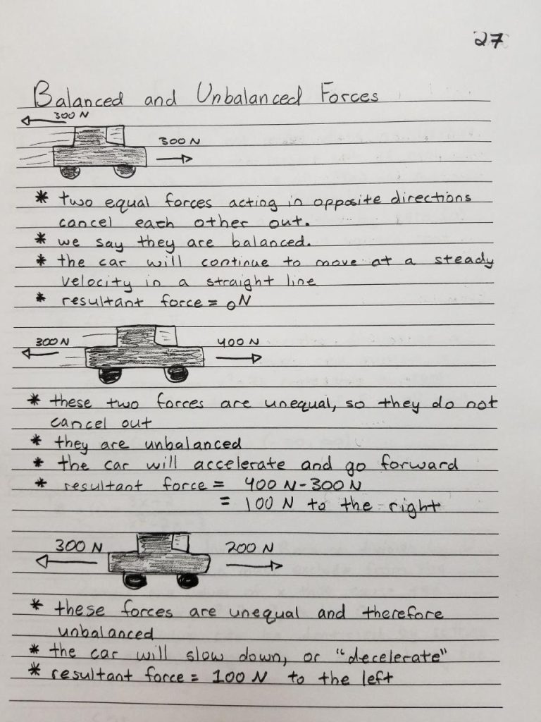 Balanced And Unbalanced Forces Worksheet