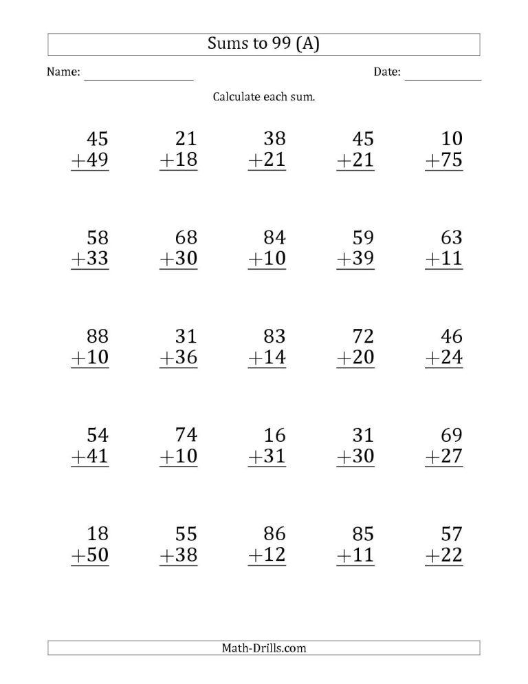 2 Digit Addition Worksheets