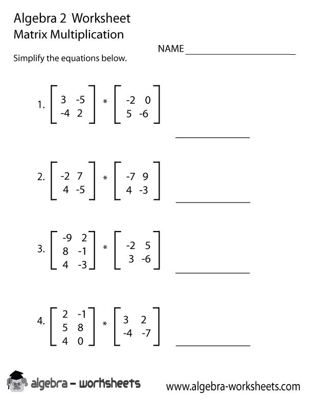 Matrix Multiplication Worksheet