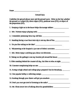 Gerund Worksheet For Class 7