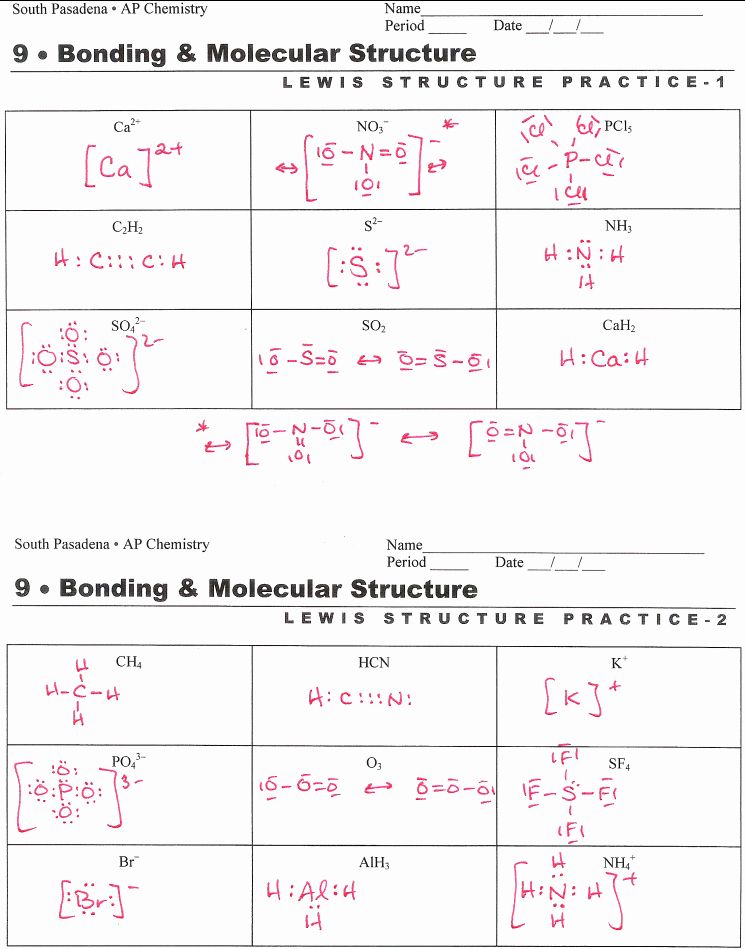 Lewis Dot Structure Worksheet