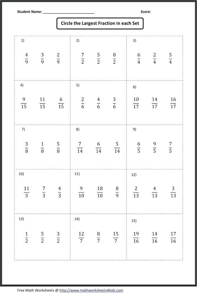 Reducing Fractions Worksheet