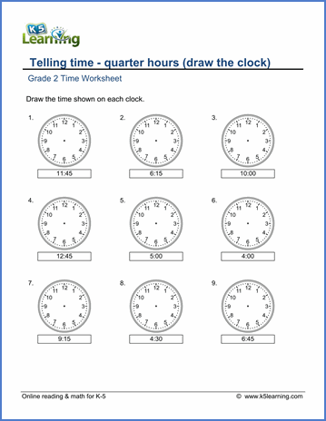 Time Worksheets Grade 2