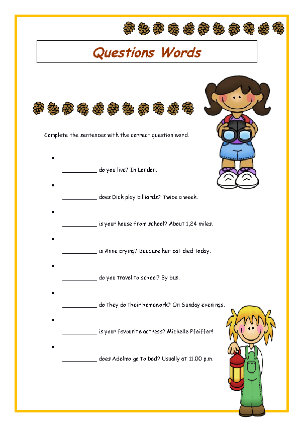 Question Words Worksheet