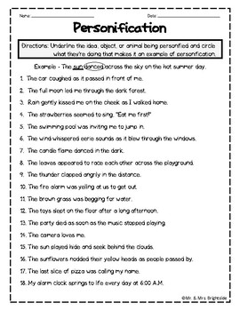 Figurative Language Worksheets 8th Grade