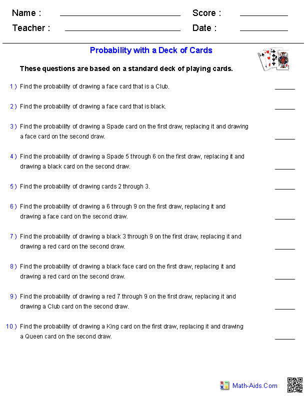 Probability Worksheets