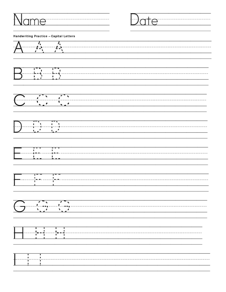 Free Handwriting Worksheets