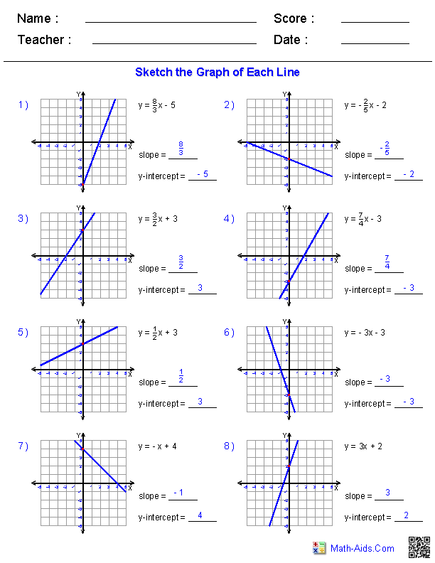 Slope Intercept Form Worksheet