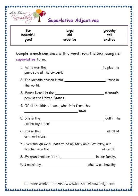 Adjectives Worksheets For Grade 3