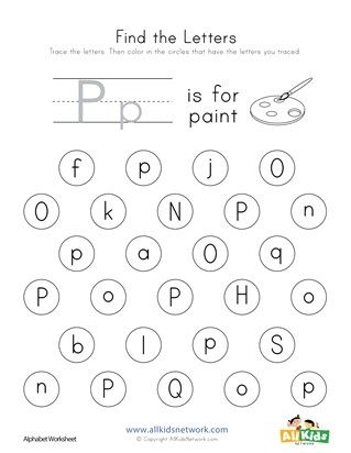 Letter P Worksheets