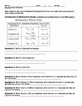 Nuclear Decay Worksheet