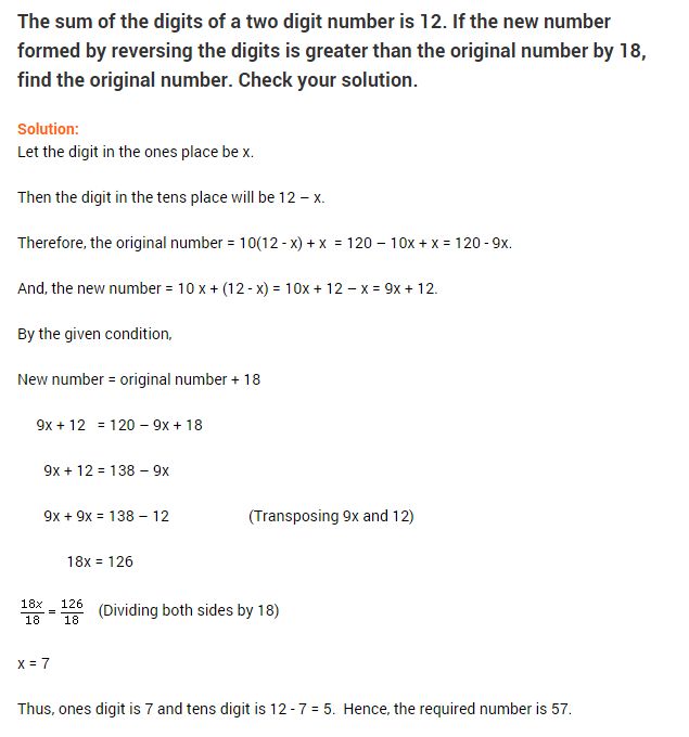 Linear Equations In One Variable Class 8 Worksheets