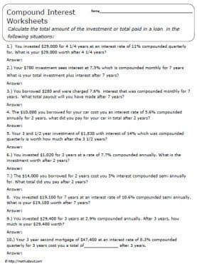 Simple Interest Worksheet