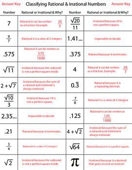 Rational And Irrational Numbers Worksheet With Answers Pdf