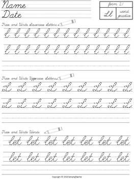 Cursive Writing Practice Sheets